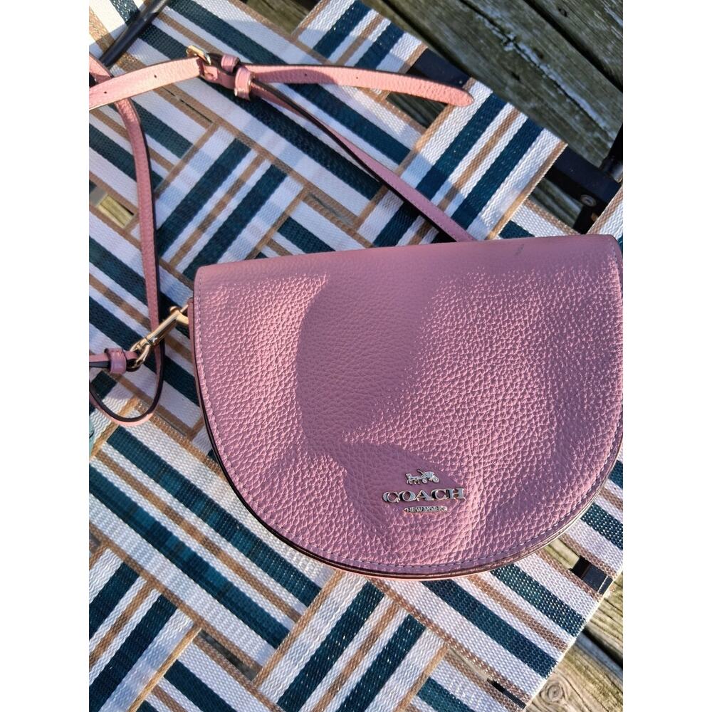 Coach Pink Ellen Pebble Leather Crossbody Bag Pink Bubblegum NWOT - Picture 2 of 6